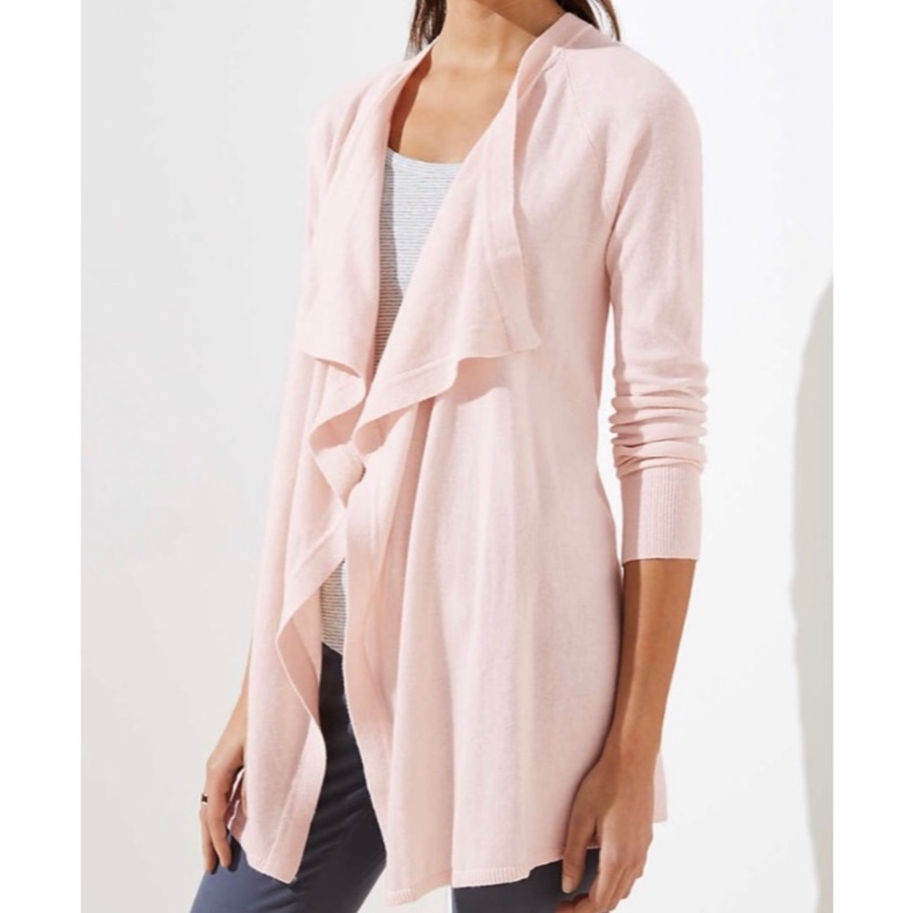 LOFT Blush Asymmetrical Drape Cardigan